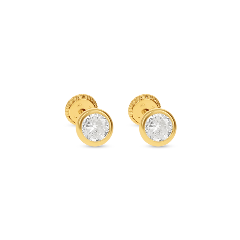 Classic 14kt Gold CZ Stud Earrings