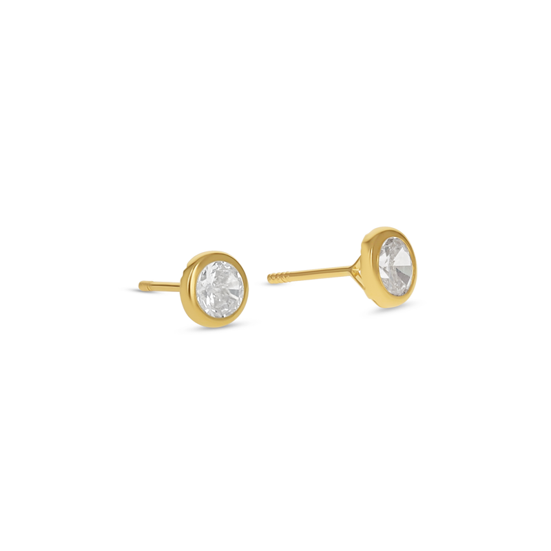 Classic 14kt Gold CZ Stud Earrings