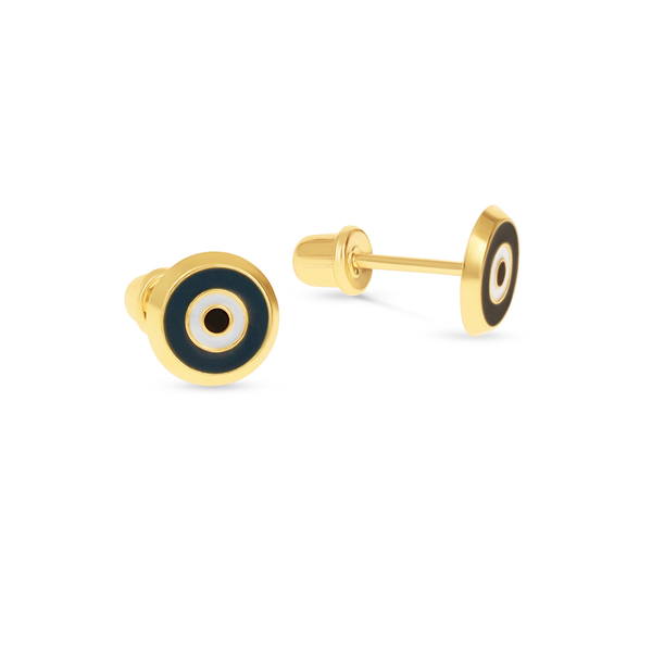 Navy Classic 14kt Evil Eye Studs