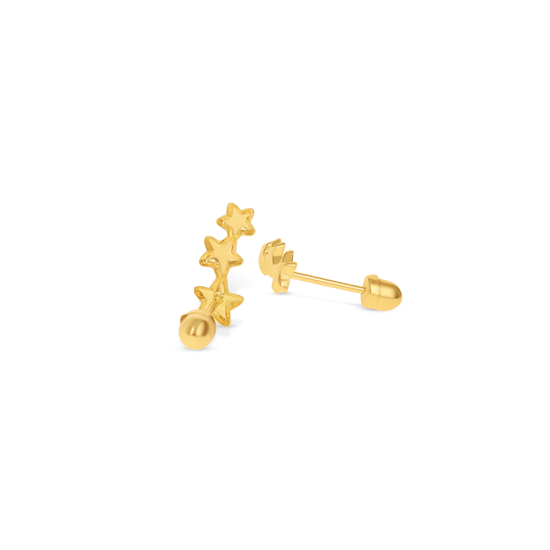 Triple Star 14kt Stud Earrings