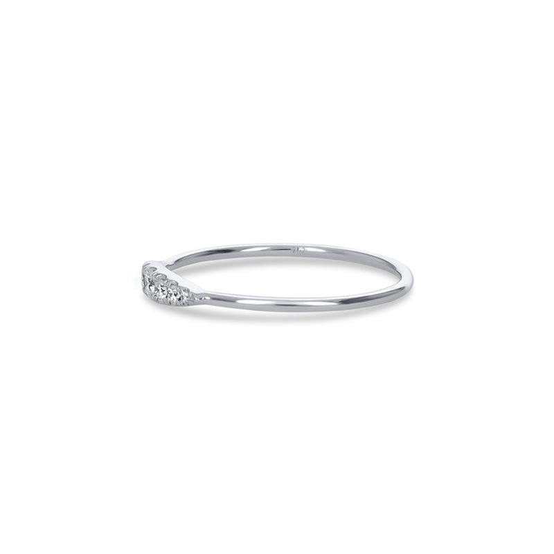 Curved Diamond Ring in White Gold