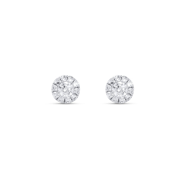 Petite White Gold Diamond Halo Stud Earrings