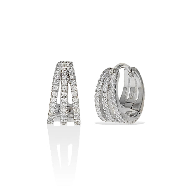 Three Row Huggie Hoops