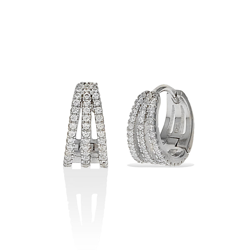 Three Row Huggie Hoops