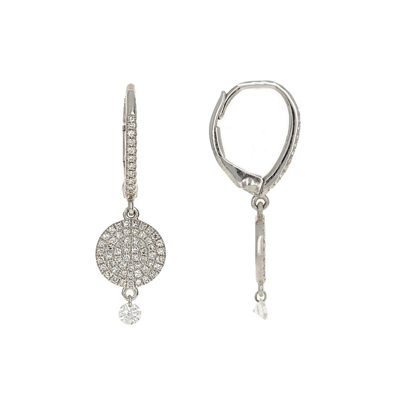 Diamond Disc & Charm Drop Earrings