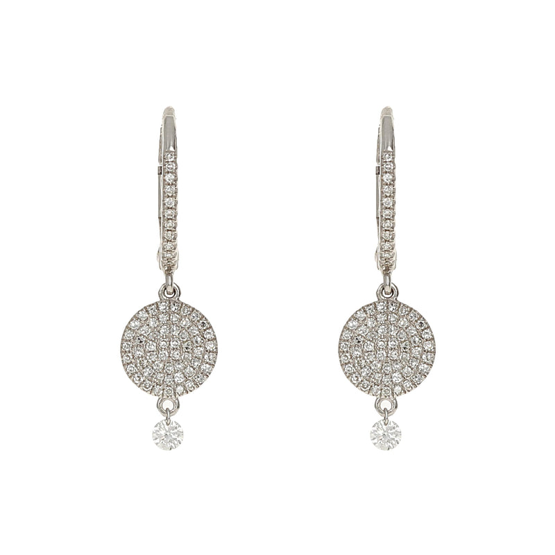 Diamond Disc & Charm Drop Earrings