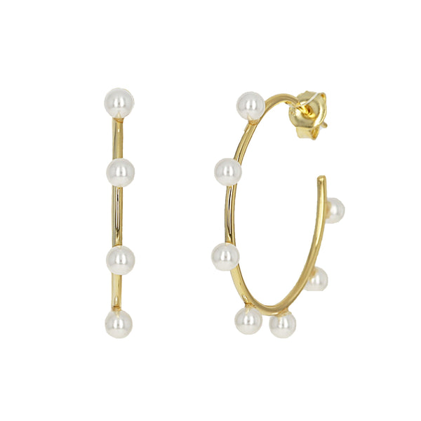 Pearl Dot Hoop Earrings