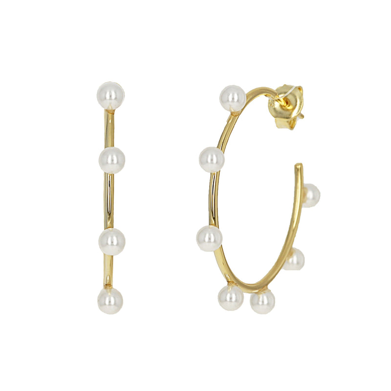 Pearl Dot Hoop Earrings