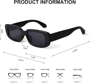 BUTABY Rectangle Sunglasses for Women Retro Driving Glasses 90’s Vintage Fashion Narrow Square Frame UV400 Protection