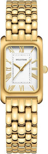 Women's Vintage Gold Watch – Roman Dial, Rectangular Case, Waterproof Bracelet Watch (with Adjustment Tool)