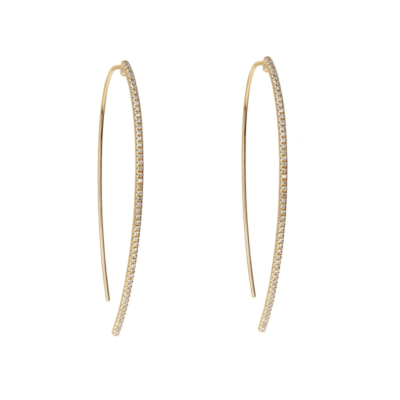 Diamond Thread-Through Gold Hoop Earrings