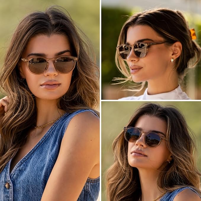 WearMe Pro Classic Round Retro Sunglasses – Polarized Perfection for Women