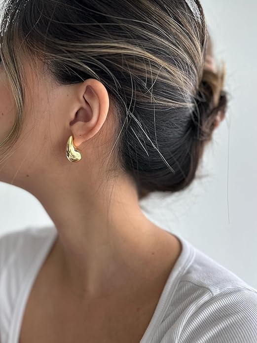 Gold Hair Ties, Metal Hair Ties for Thick Hair, Elegant Durable Geometric Design, Gold Hair Accessories Stretchy and Non-Damage Ponytail Cuff Holders, 3 Styles in Box Holiday Gifts