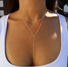 Foxgirl  Long Necklace 14k Gold Plated/Silver Y-Shaped Pendant Necklace Trendy Layered  Beaded Chain Drop Necklaces