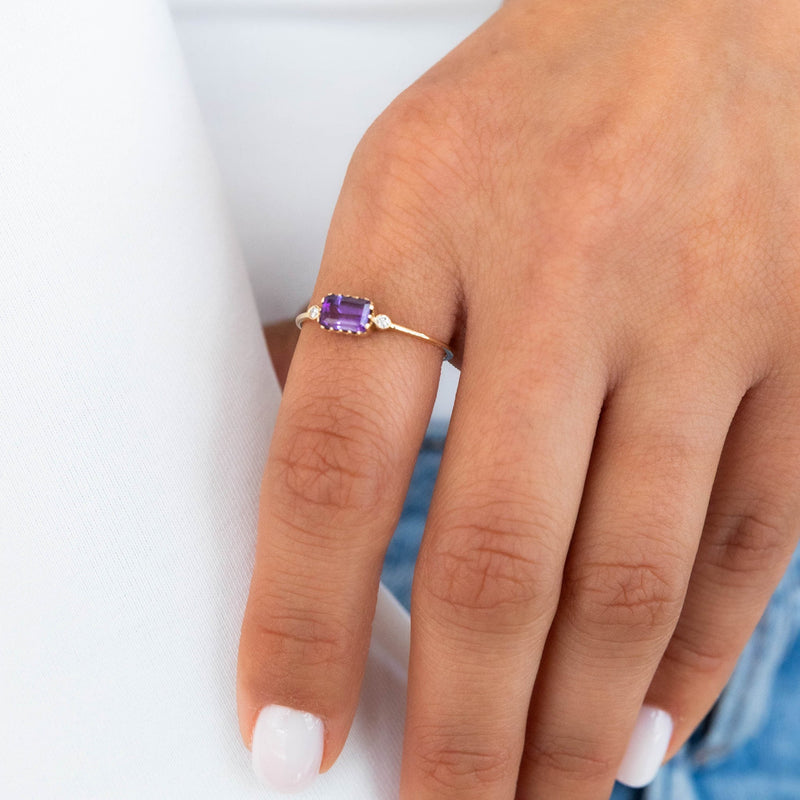 East West Amethyst Ring