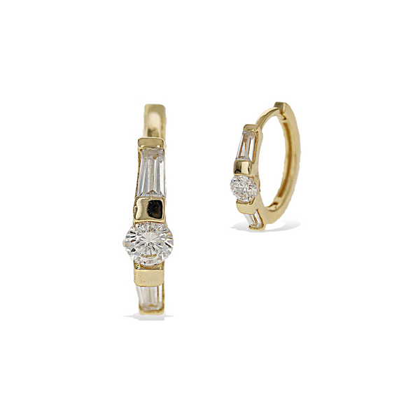 Baguette Trapezoid Huggie Hoops