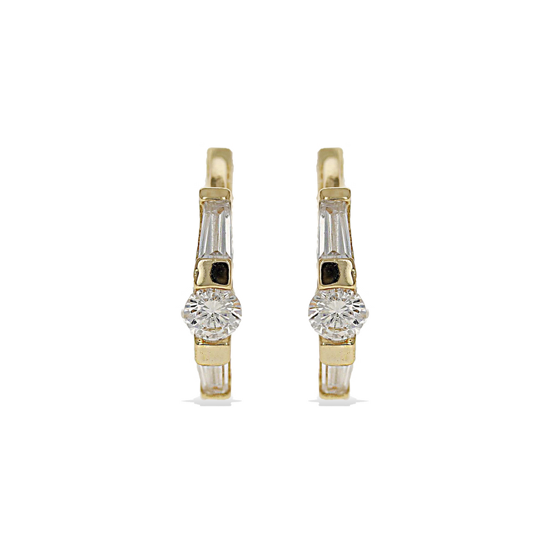 Baguette Trapezoid Huggie Hoops