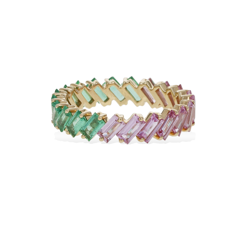 Emerald & Pink Sapphire Ring