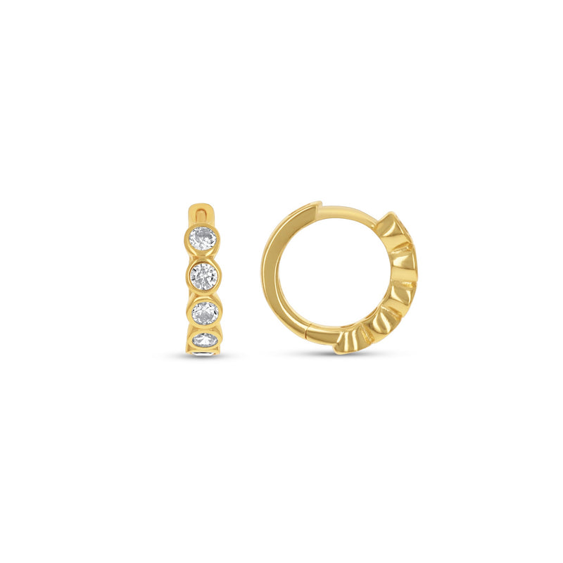Bezel Huggie Hoop Earrings