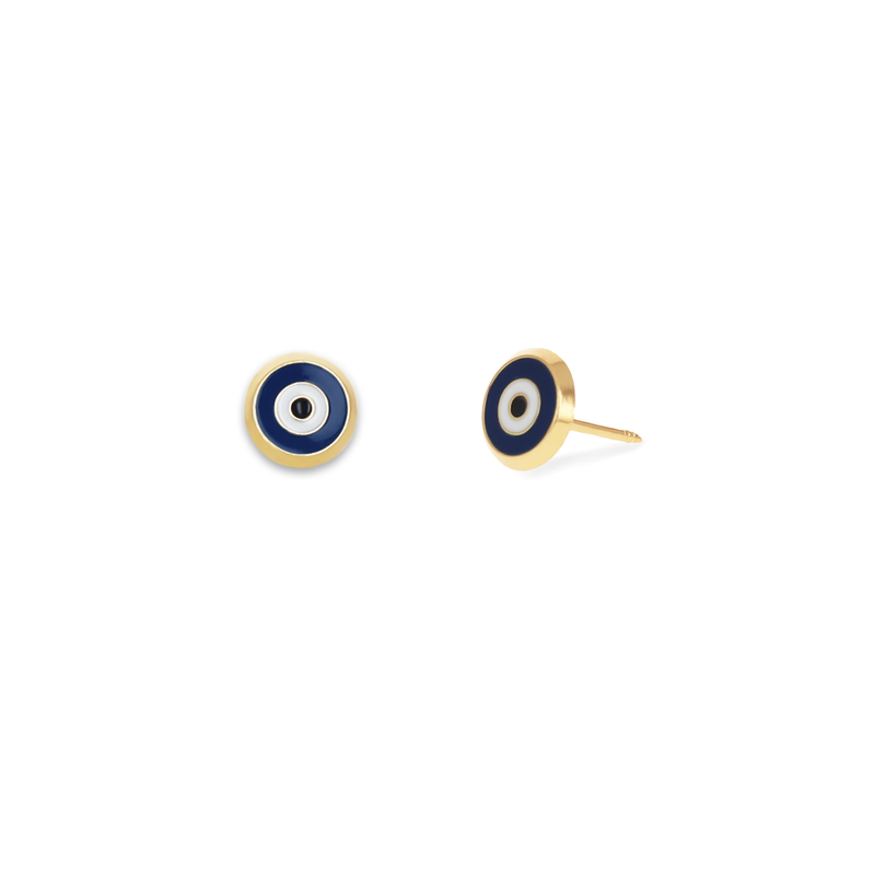 Navy Classic 14kt Evil Eye Studs