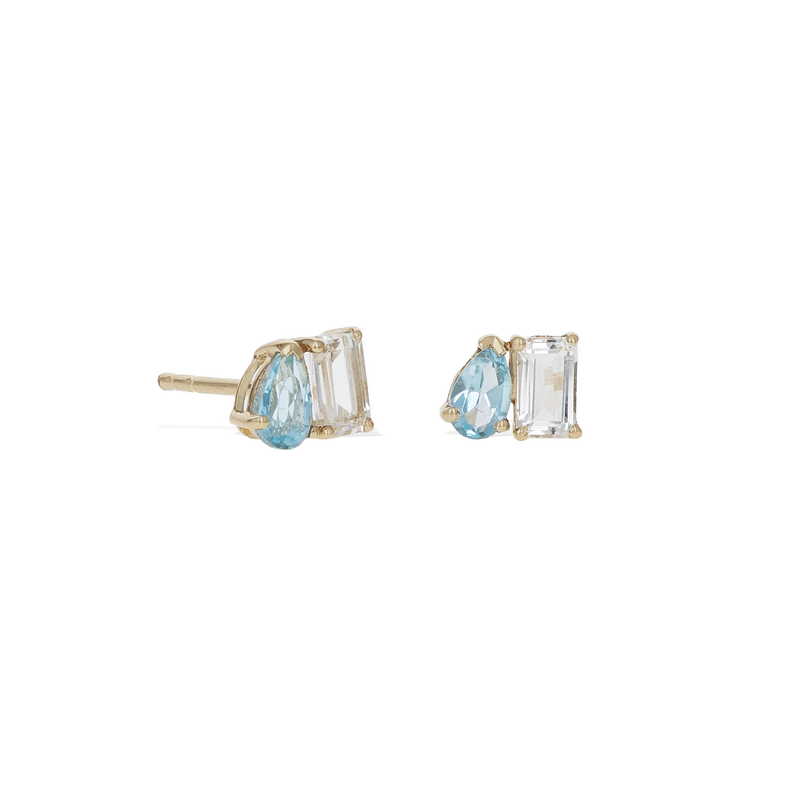 Toi et Moi Blue Topaz Earrings