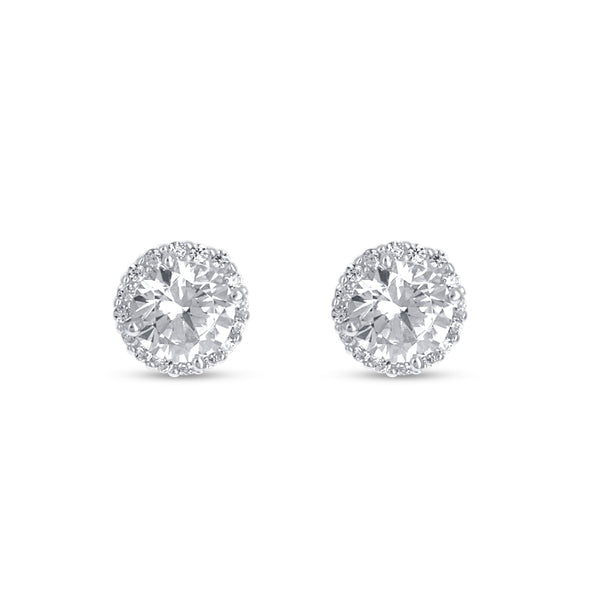 Large Round Halo Stud Earrings