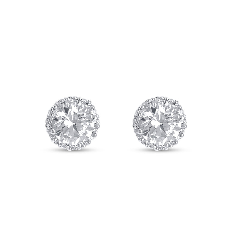 Large Round Halo Stud Earrings