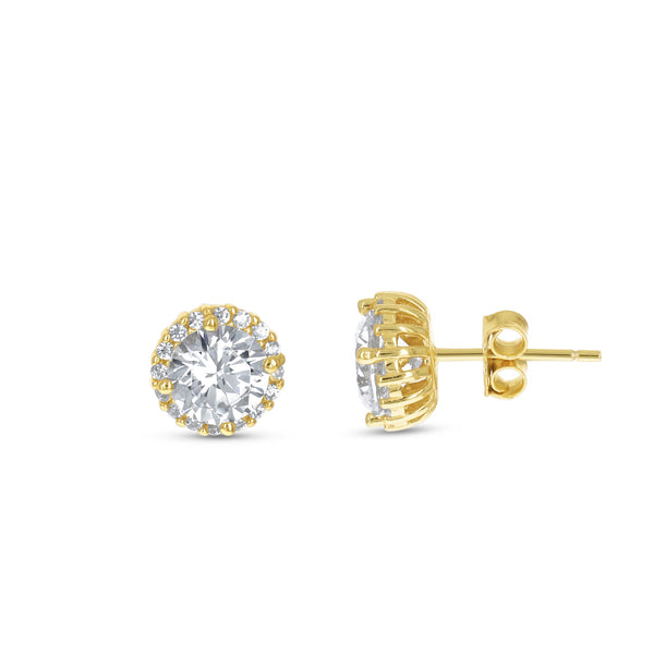 Large Round Halo Stud Earrings