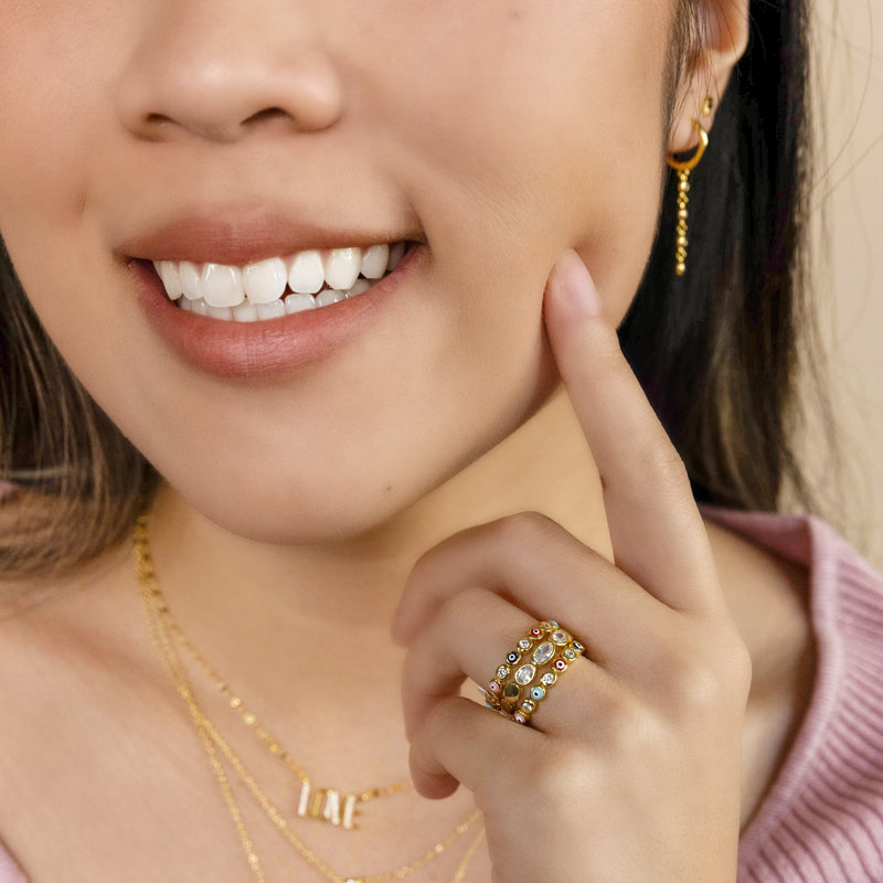 Colorful Evil Eye Eternity Ring