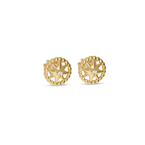 Diamond Compass Stud Earrings