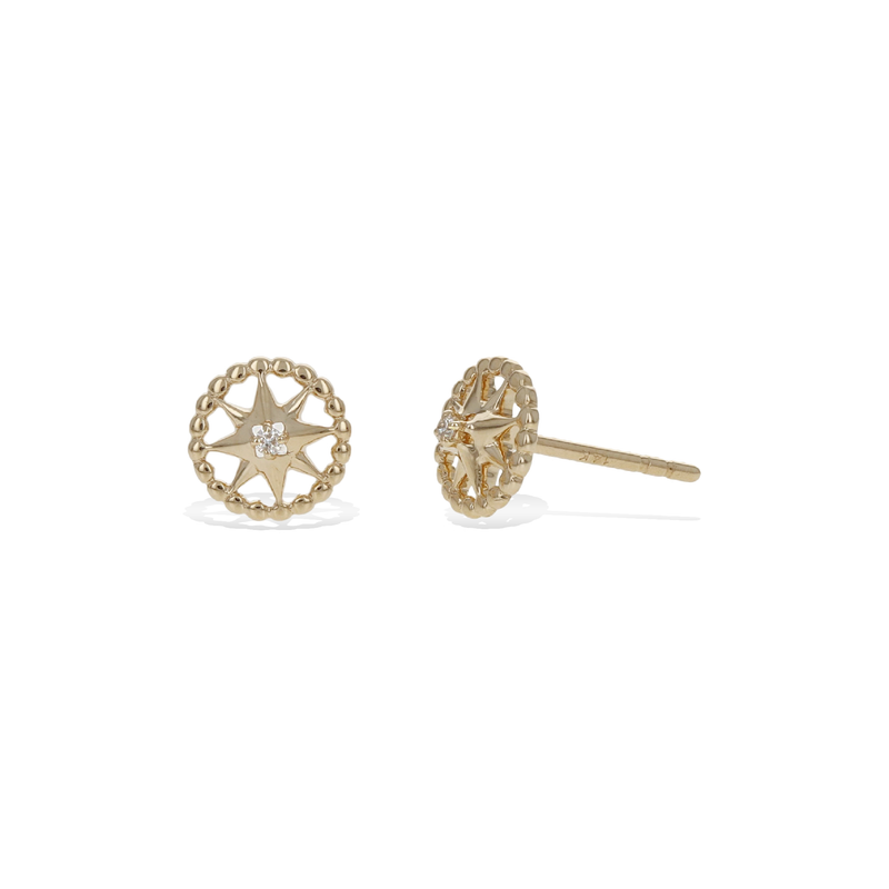 Diamond Compass Stud Earrings