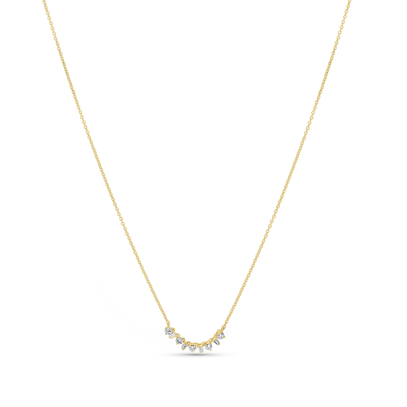 Mixed Diamond Curved Bar Necklace