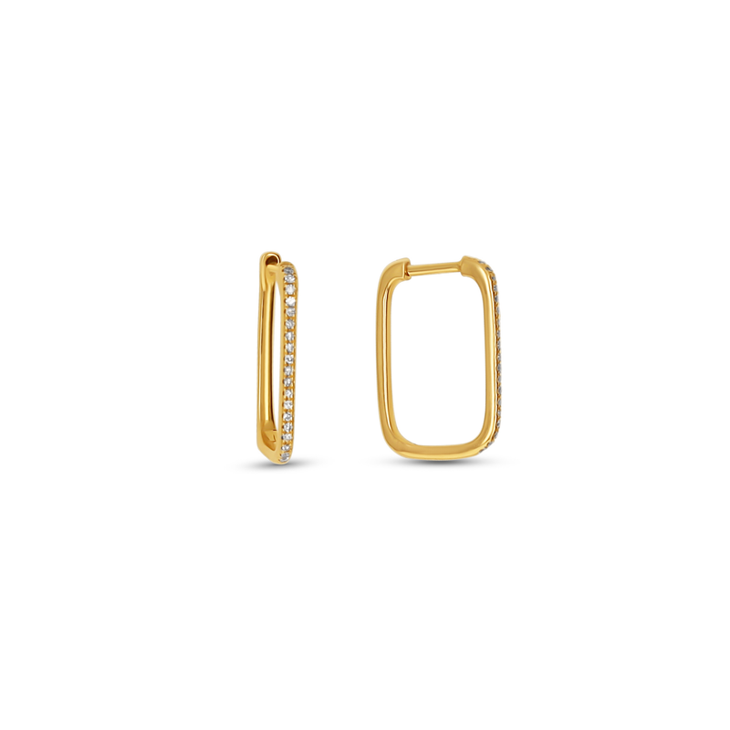Diamond Rectangle Hoop Earrings