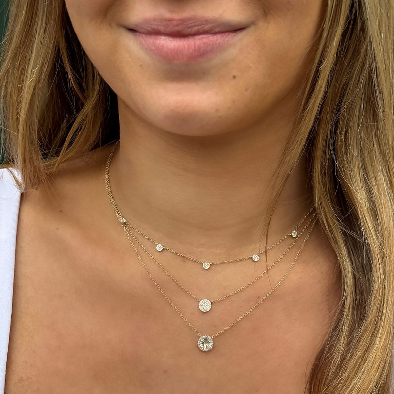Diamond Disc Station Necklace