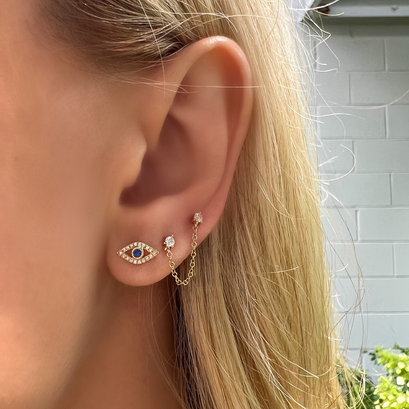 Diamond Evil Eye Studs