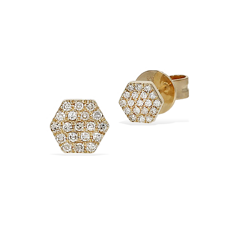 Diamond Hexagon Stud Earrings