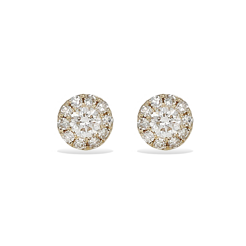 Petite Gold Diamond Halo Stud Earrings