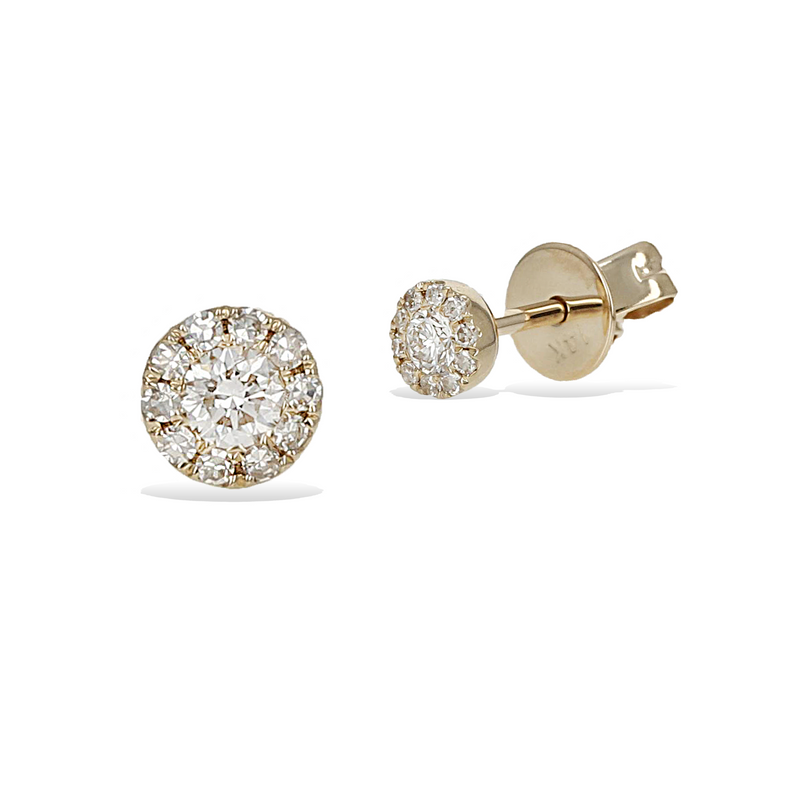 Petite Gold Diamond Halo Stud Earrings