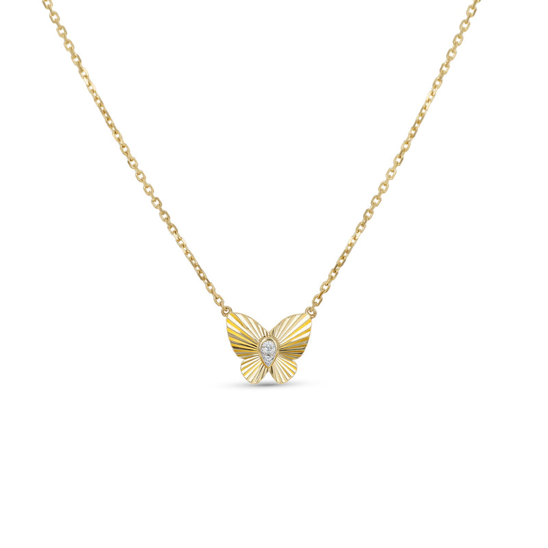 Diamond Cut Butterfly Necklace