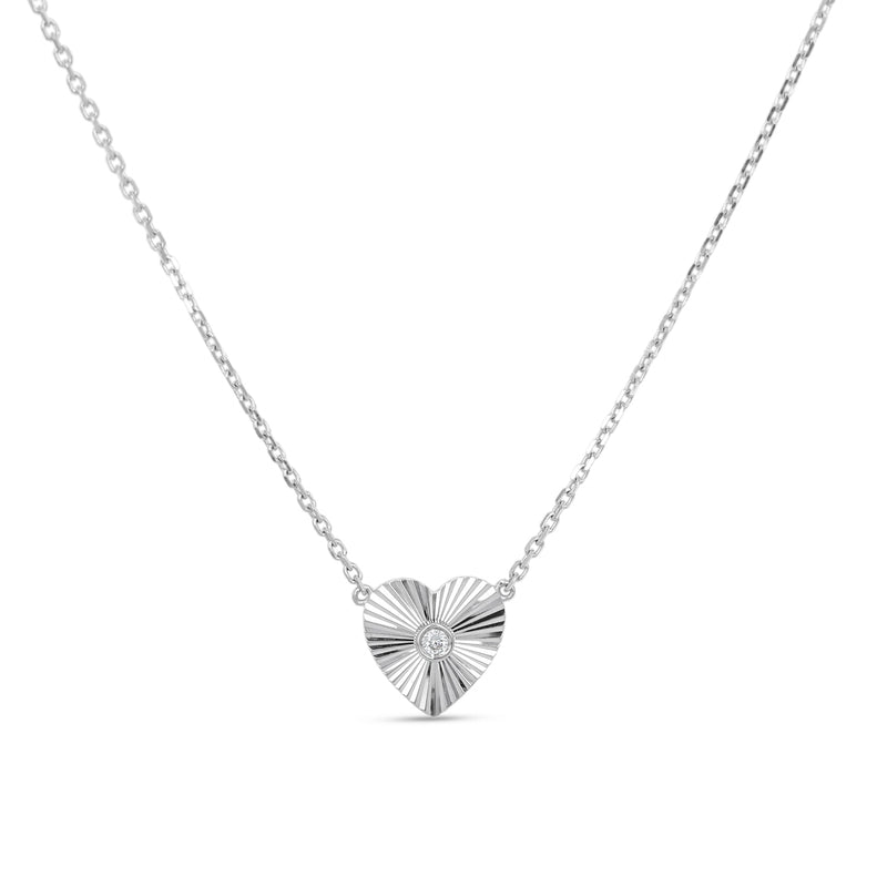 Sparkling Diamond White Gold Heart Necklace