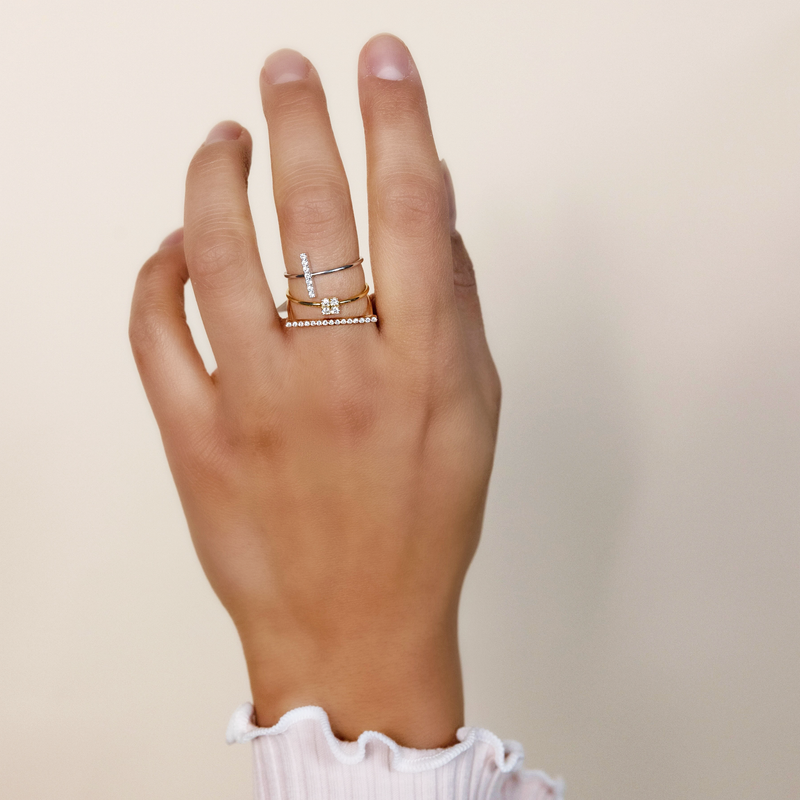 Thin Horizontal Diamond Bar Ring