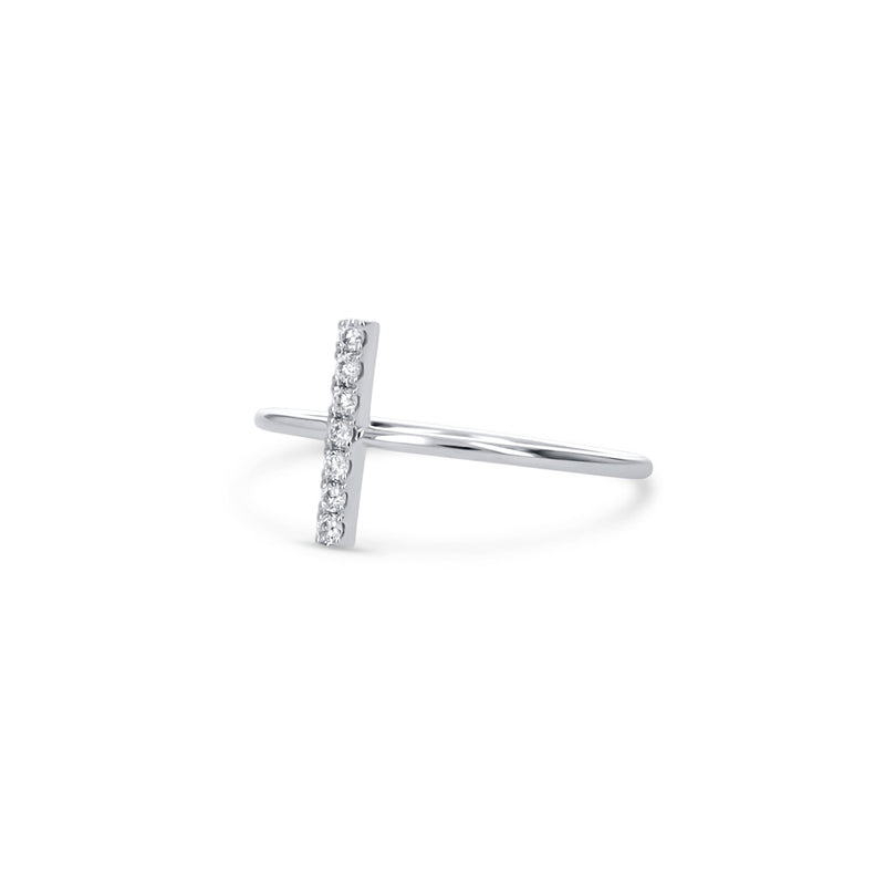 Simple White Gold Diamond Bar Ring