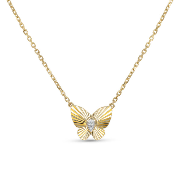 Diamond Cut Butterfly Necklace