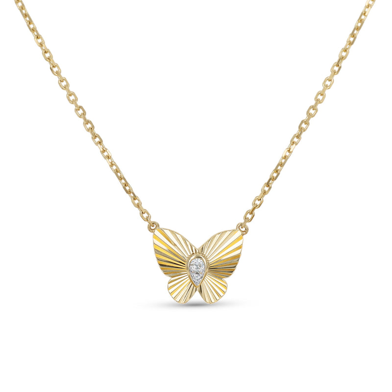 Diamond Cut Butterfly Necklace