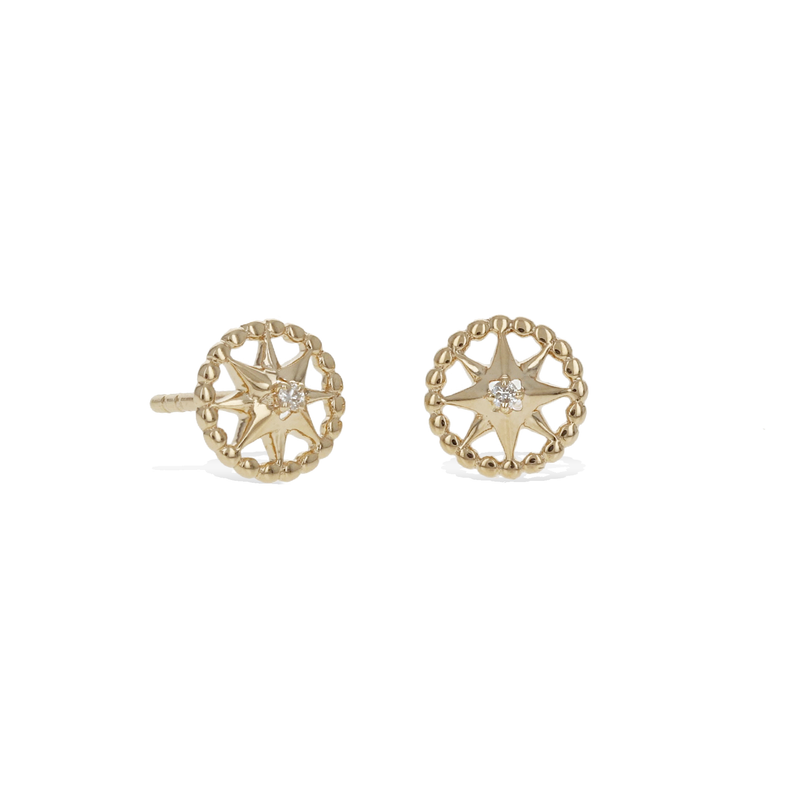 Diamond Compass Stud Earrings
