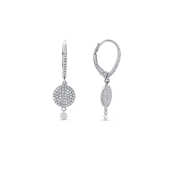 Diamond Disc & Charm Drop Earrings