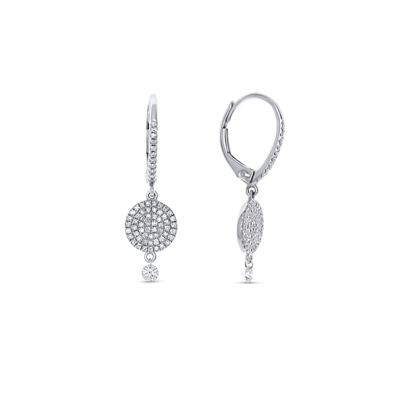 Diamond Disc & Charm Drop Earrings