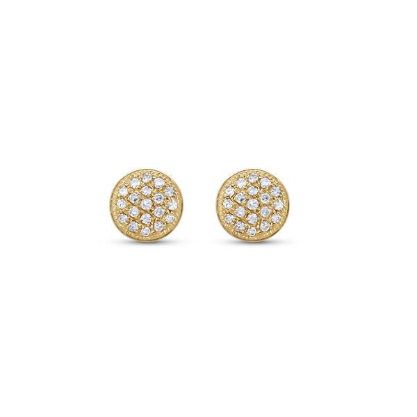 Diamond Dome Disc Stud Earrings