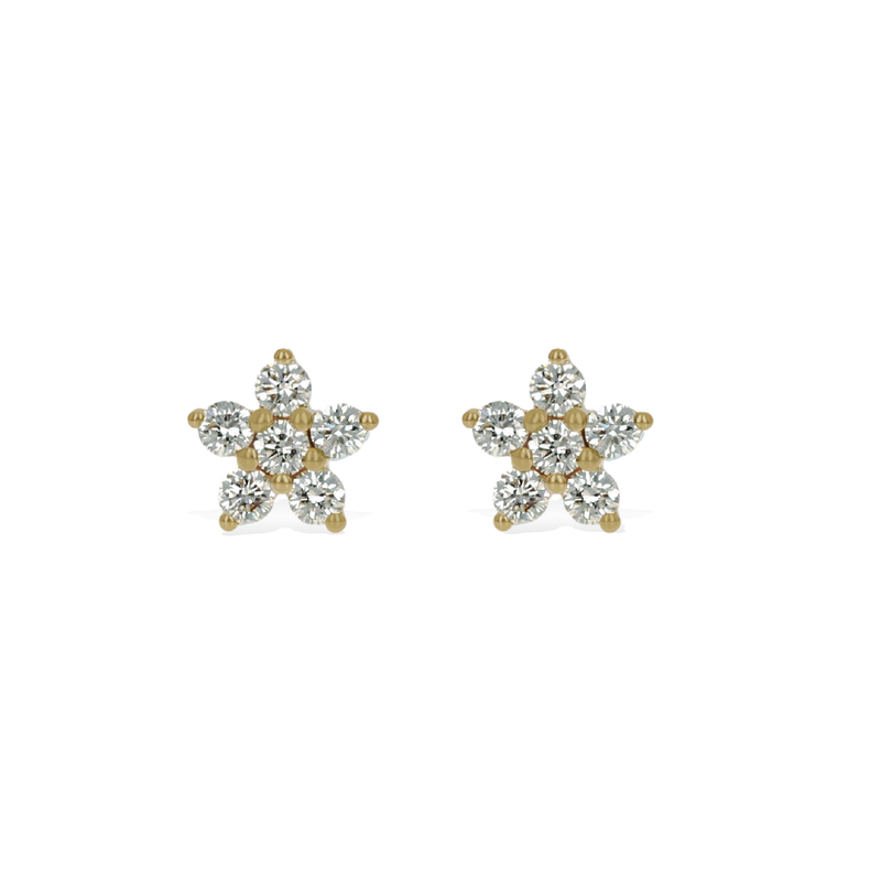 Diamond Flower Stud Earrings
