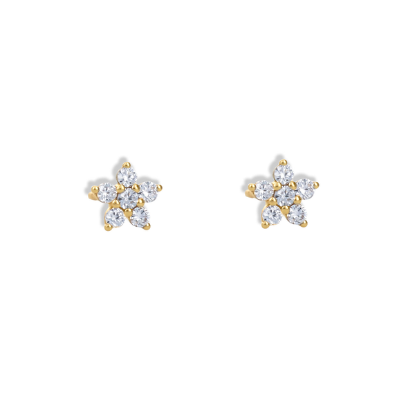 Diamond Flower Stud Earrings